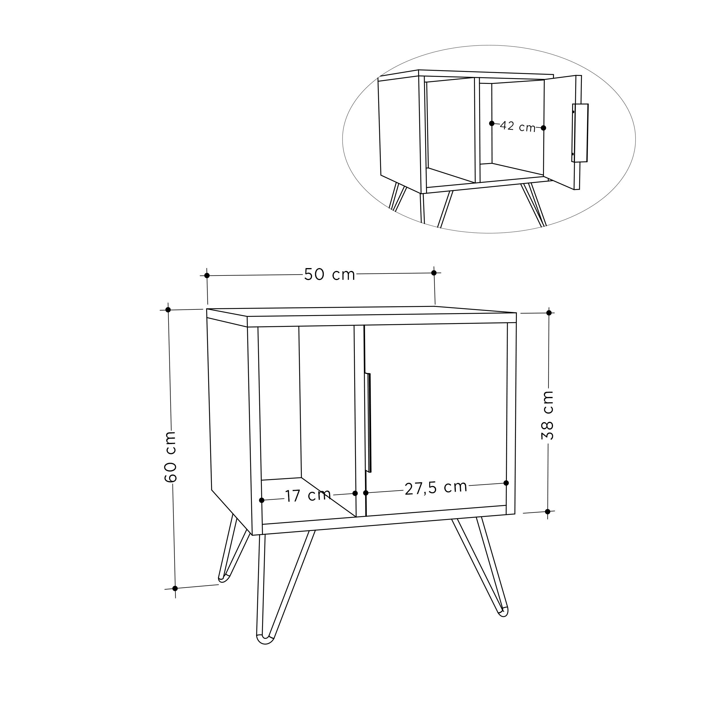 KINDERNACHTSCHRANK 45/50/35 cm  - Weiß, Design, Holzwerkstoff/Metall (45/50/35cm) - Livetastic