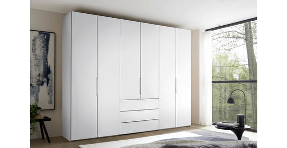 DREHTÜRENSCHRANK inkl. Zubehör 298/222/63 cm,  in Weiß, 6-türig  - Alufarben/Weiß, Design, Holzwerkstoff/Metall (298/222/63cm) - Dieter Knoll