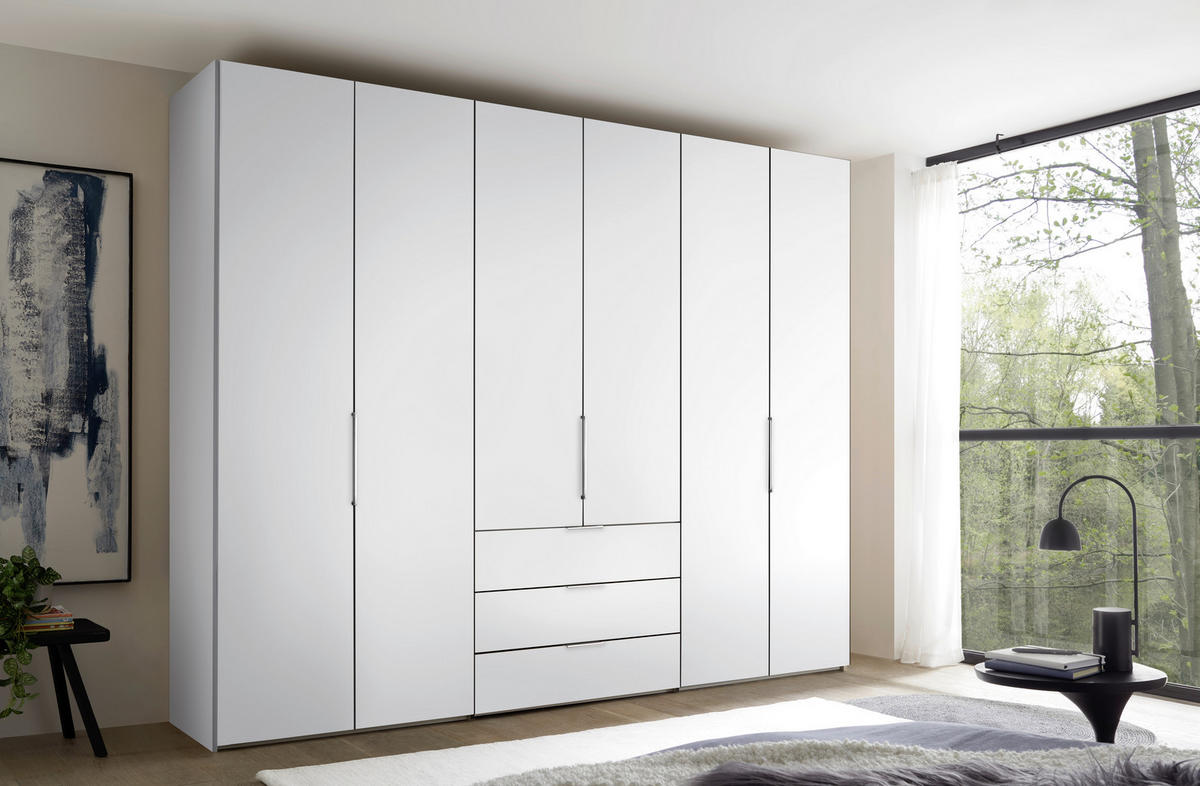DREHTÜRENSCHRANK inkl. Zubehör 298/240/63 cm,  in Weiß, 6-türig  - Alufarben/Weiß, Design, Holzwerkstoff/Metall (298/240/63cm) - Dieter Knoll