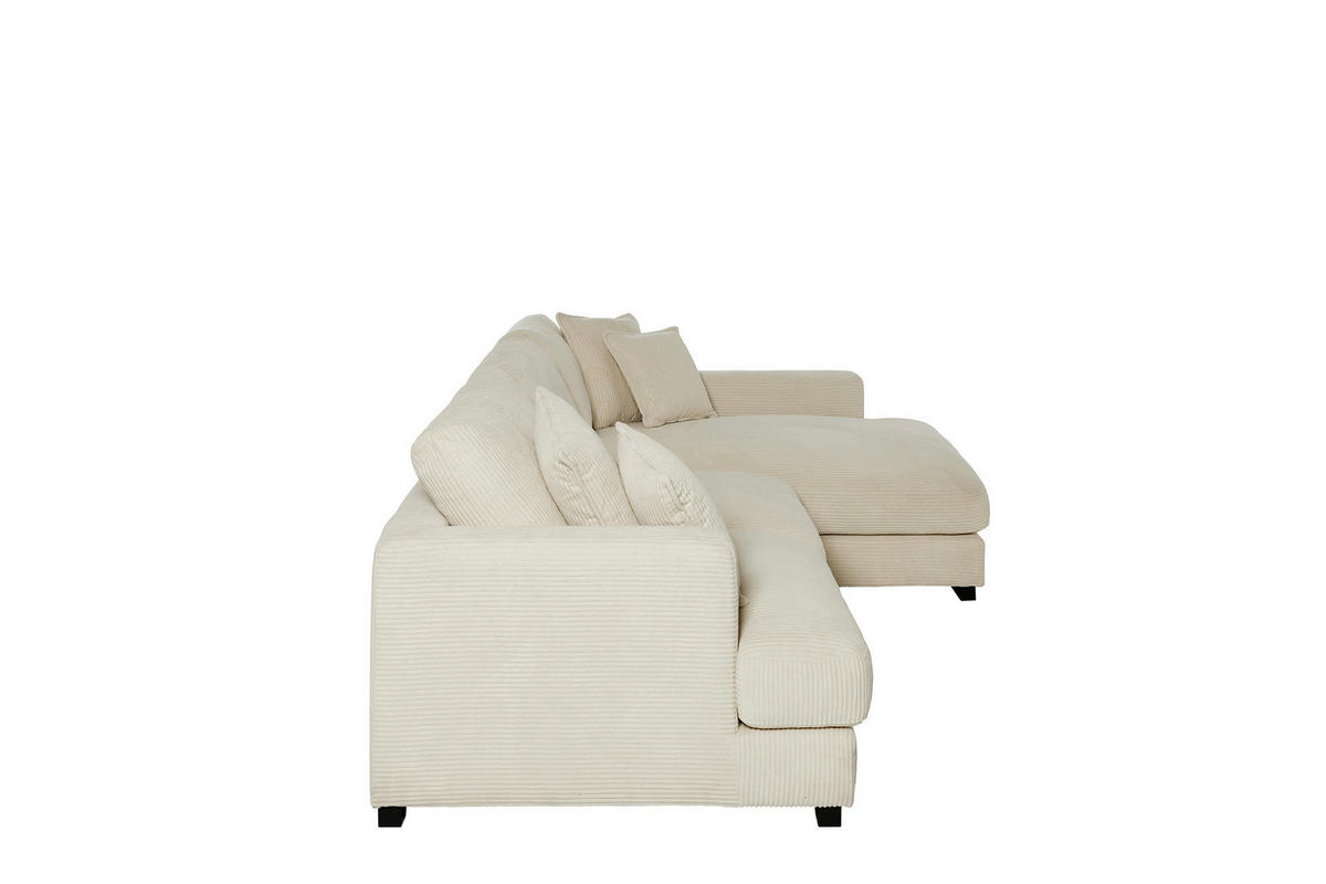 ECKSOFA  RELAX ASPEN CORNER M-R EU Weiß, Ecru Cord  - Ecru/Schwarz, MODERN, Holz/Textil (271/166cm) - Livetastic