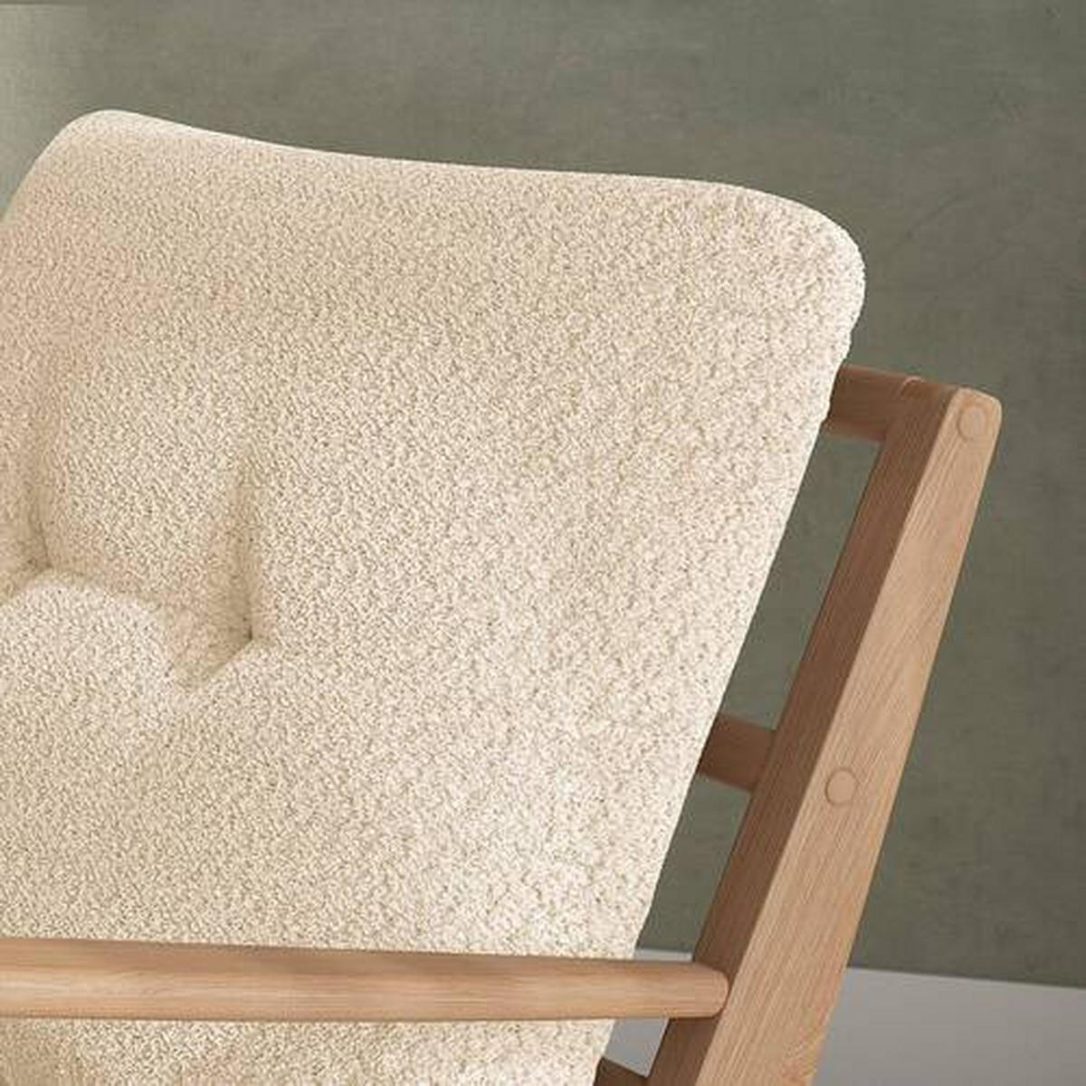 SESSEL in Bouclé Beige, Eichefarben  - Eichefarben/Beige, Natur, Holz/Textil (75/71/80cm) - home24