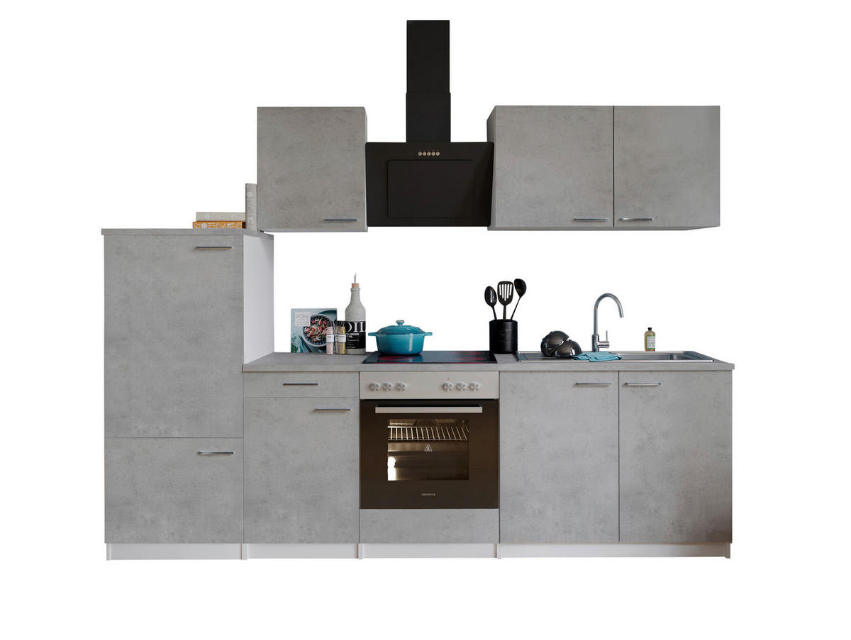 KÜCHENBLOCK 270 cm   in Grau, Weiß  - Edelstahlfarben/Weiß, Basics, Holzwerkstoff/Metall (270cm) - Respekta