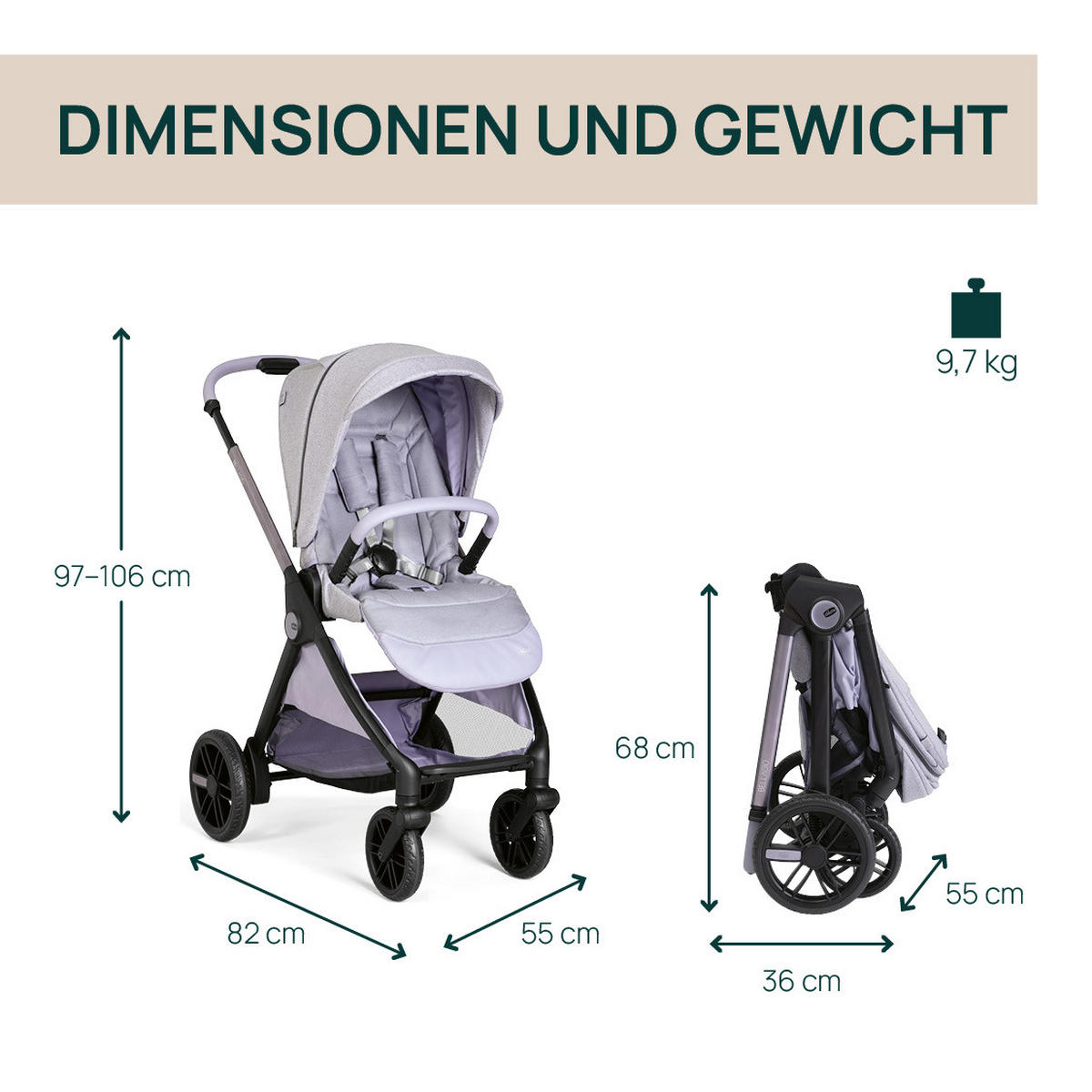 KINDERWAGEN Bellagio  - Lila, Basics, Textil/Metall (55/82/97-106cm) - Chicco