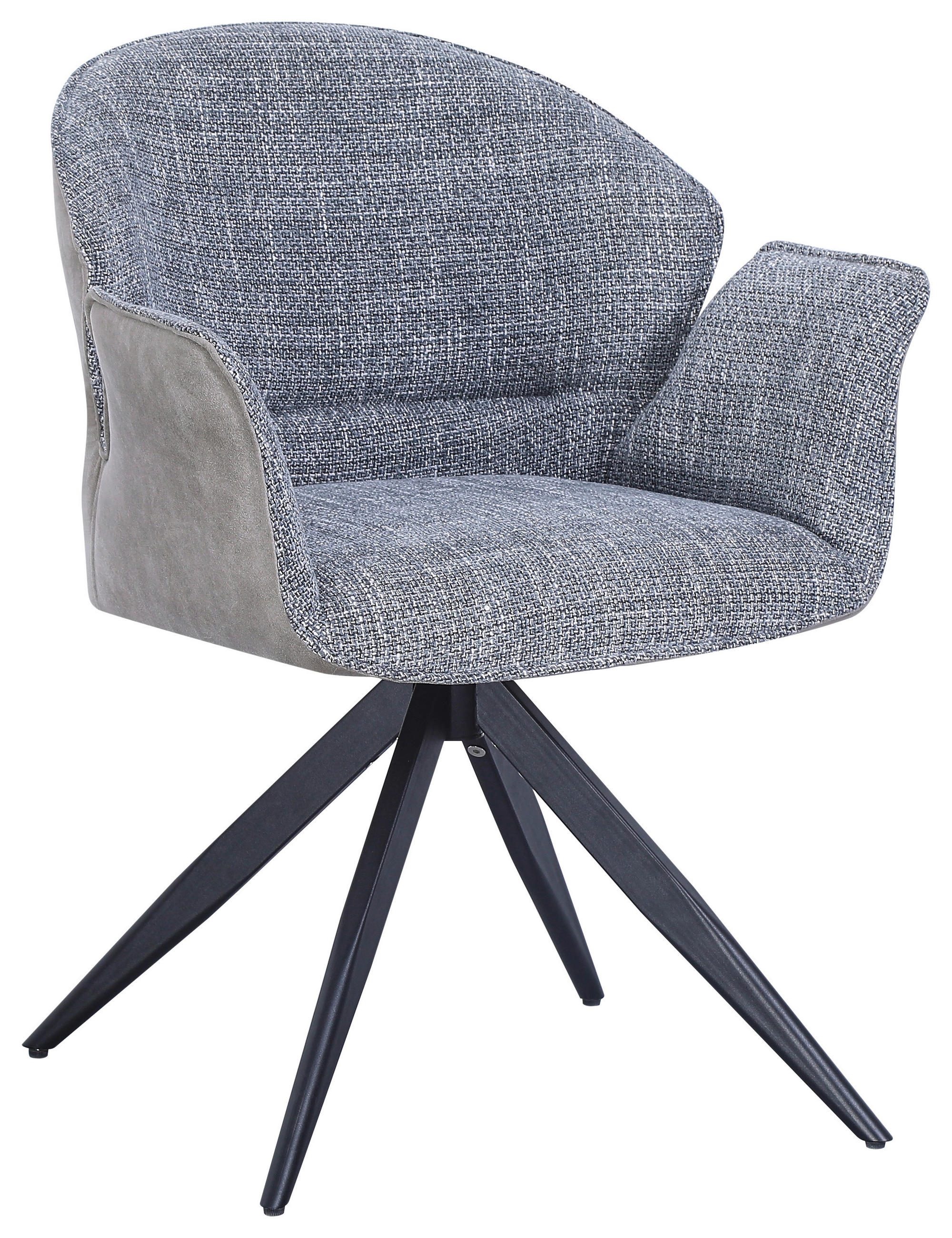 ARMLEHNSTUHL  Sitzfläche 360° drehbar Mikrofaser, Leinenoptik  - Schwarz/Grau, MODERN, Textil/Metall (61/81/60cm) - MID.YOU