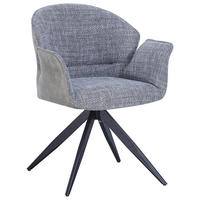 ARMLEHNSTUHL  Sitzfläche 360° drehbar Mikrofaser, Leinenoptik  - Schwarz/Grau, MODERN, Textil/Metall (61/81/60cm) - MID.YOU