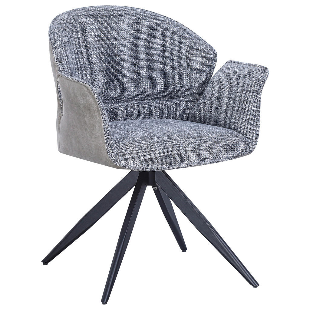 Armlehnstuhl Hilda Grau/Schwarz Gepolstert