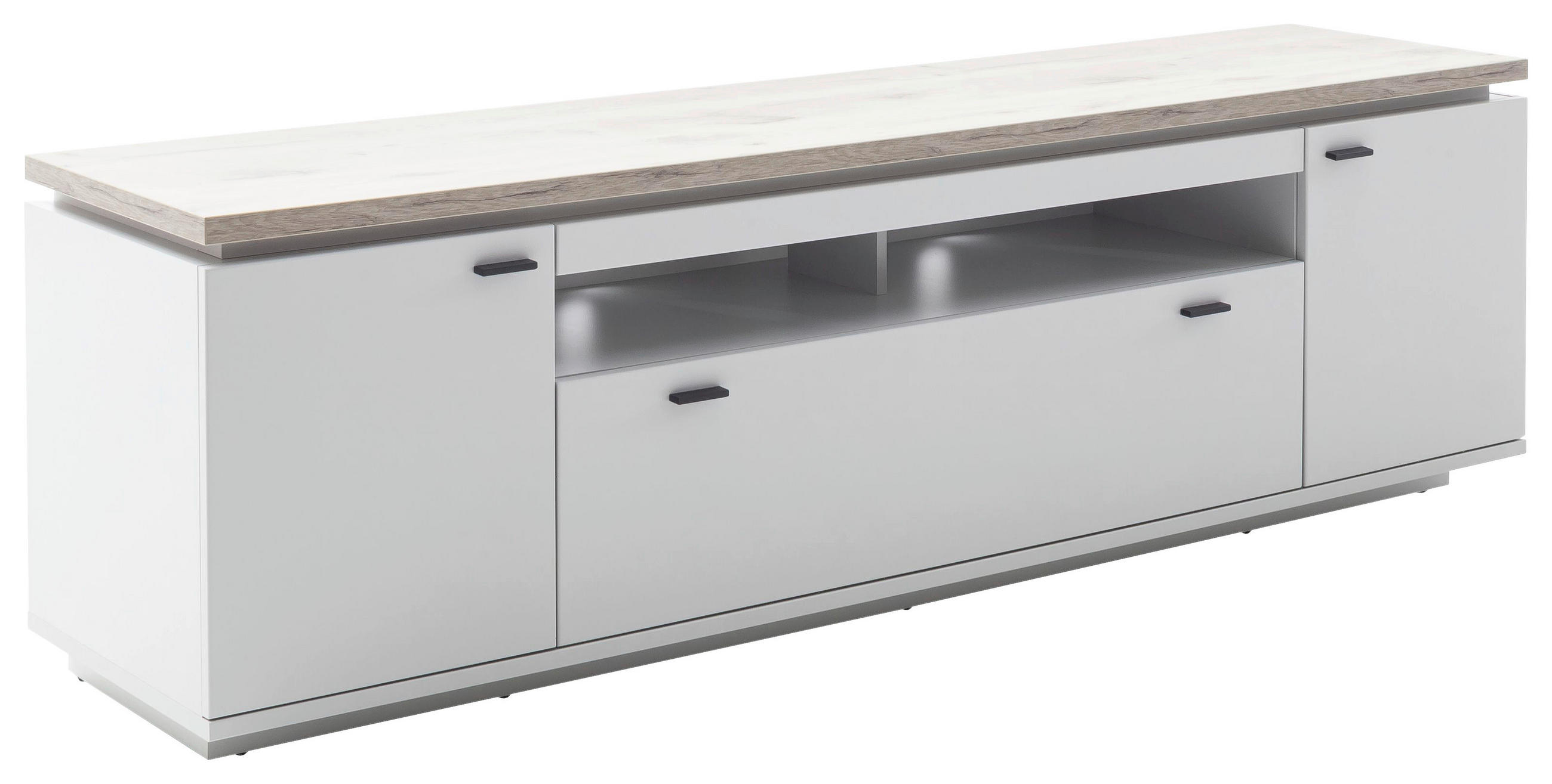 LOWBOARD 210/65/50 cm Grau, Eichefarben  210/65/50 cm  - Eichefarben/Anthrazit, Design, Holzwerkstoff/Metall (210/65/50cm) - Stylife