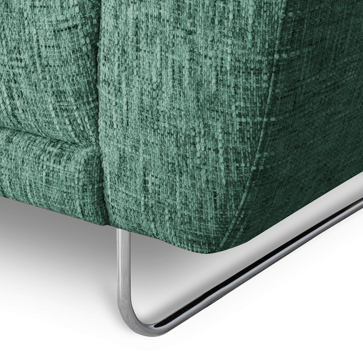 ECKSOFA 250/273 cm SPRING in Webstoff Grün Zierkissen  250/273 cm  - Chromfarben/Grün, Design, Textil/Metall (250/273cm) - Livetastic