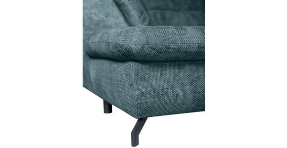WOHNLANDSCHAFT Blau Struktur - Blau/Schwarz, KONVENTIONELL, Textil/Metall (253/357/188cm) - Carryhome