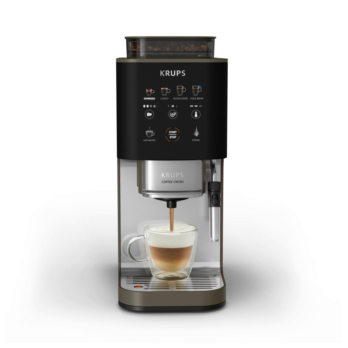 KAFFEEVOLLAUTOMAT Coffee Crush  - Beigebraun, Basics, Kunststoff (38.5/18.5/41cm) - Krups