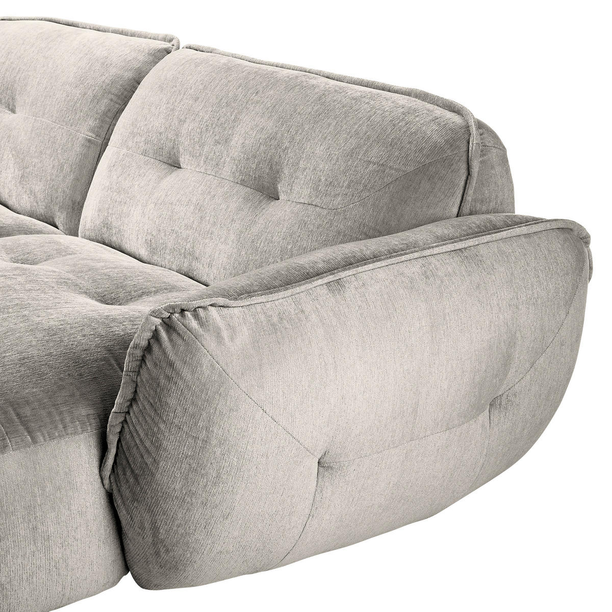 ECKSOFA in Chenille Silberfarben  - Silberfarben/Schwarz, Modern, Kunststoff/Textil (269/184cm) - Trendmanufaktur