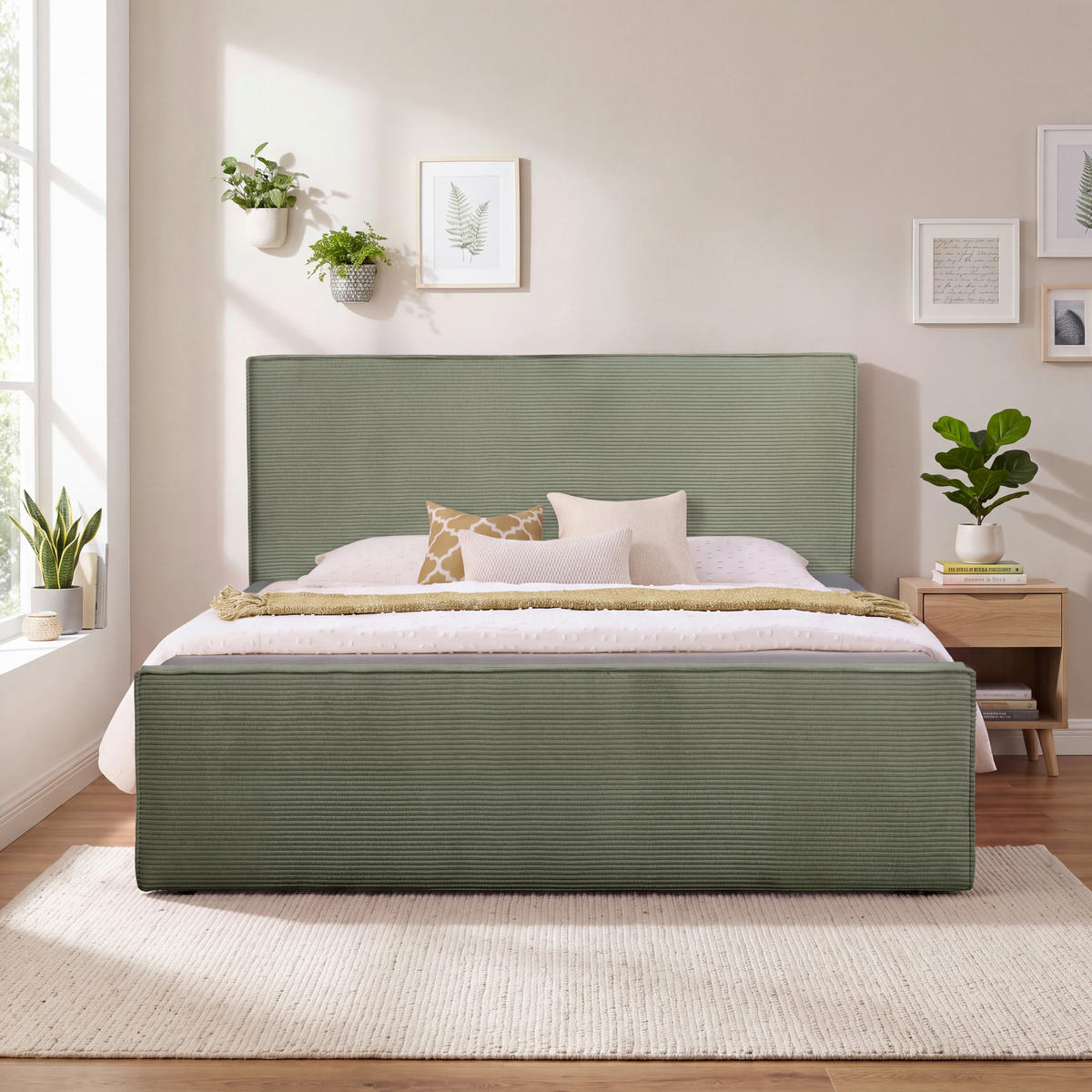 BOXBETT 180/200 cm,  in Grün, gepolstertes Kopfteil, Bettkasten, Topper, Matratzen, H3 + H3 = fest  - Schwarz/Grün, Basics, Kunststoff/Textil (180/200cm) - Chameo
