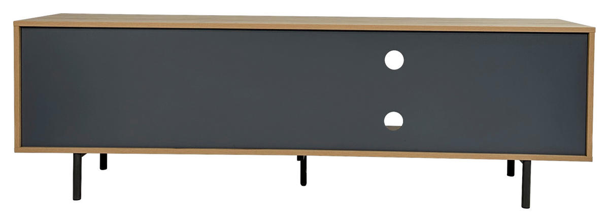 LOWBOARD META 180/56,2/40 cm 2 Schublade(n) Beimöbel erhältlich, stehend  - Eichefarben/Anthrazit, Design, Holzwerkstoff/Metall (180/56,2/40cm) - Milino