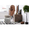 HOCKER in Metall, Textil, Holzwerkstoff Silberfarben, Grau  - Silberfarben/Grau, Basics, Holzwerkstoff/Textil (38/45/38cm) - Kayoom