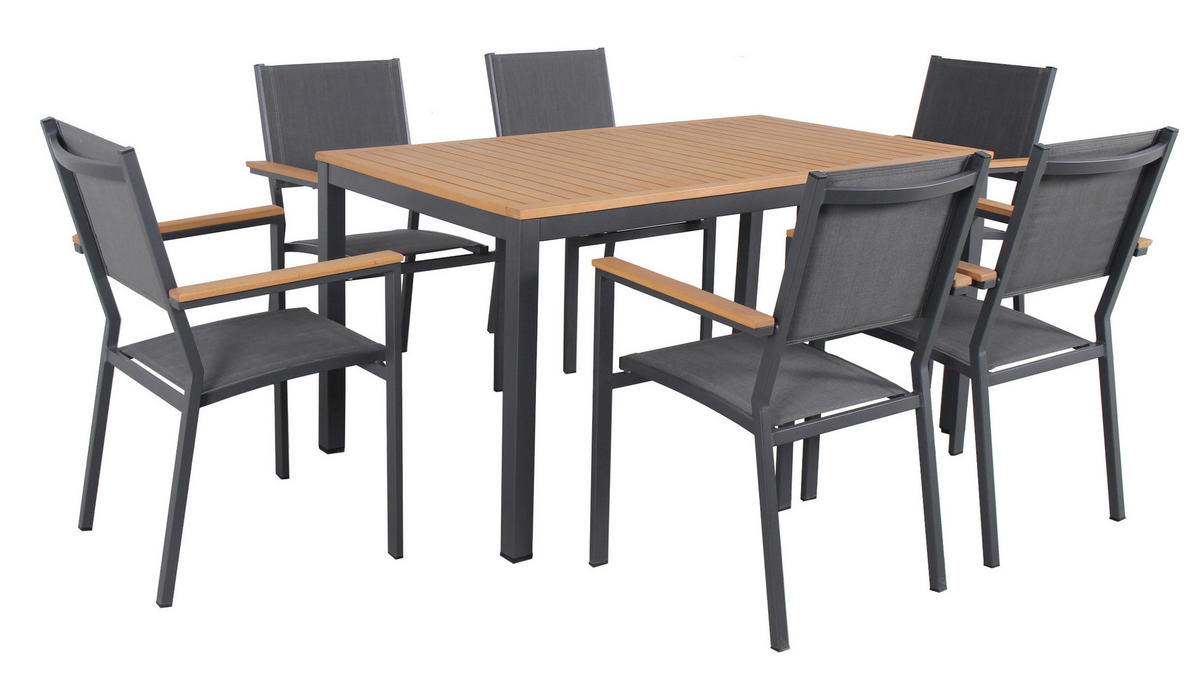 GARTENSTUHL Eukalyptusholz Aluminium Anthrazit  - Anthrazit/Naturfarben, MODERN, Holz/Textil (59/89,5/58cm) - Ambia Garden