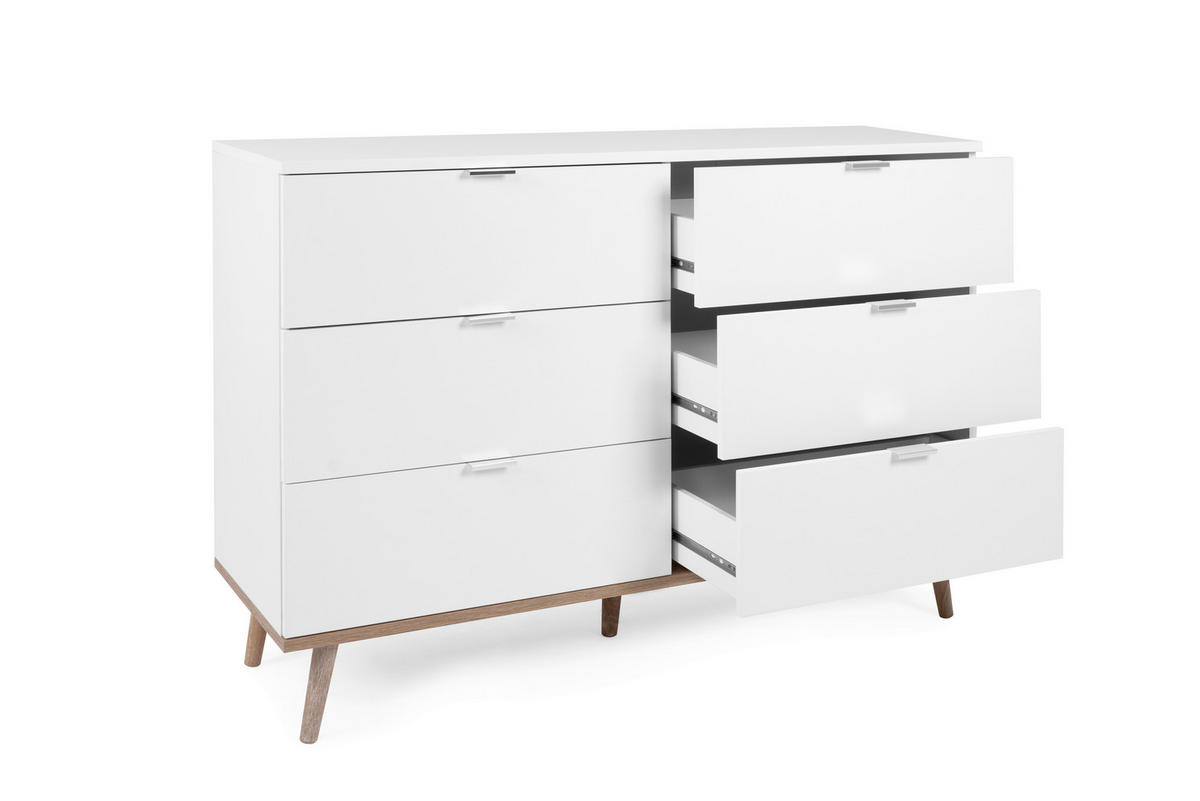 KOMMODE 120/87/40 cm Weiss, Sonoma Eiche  - Weiss/Silberfarben, Konventionell, Holz/Holzwerkstoff (120/87/40cm) - MID.YOU