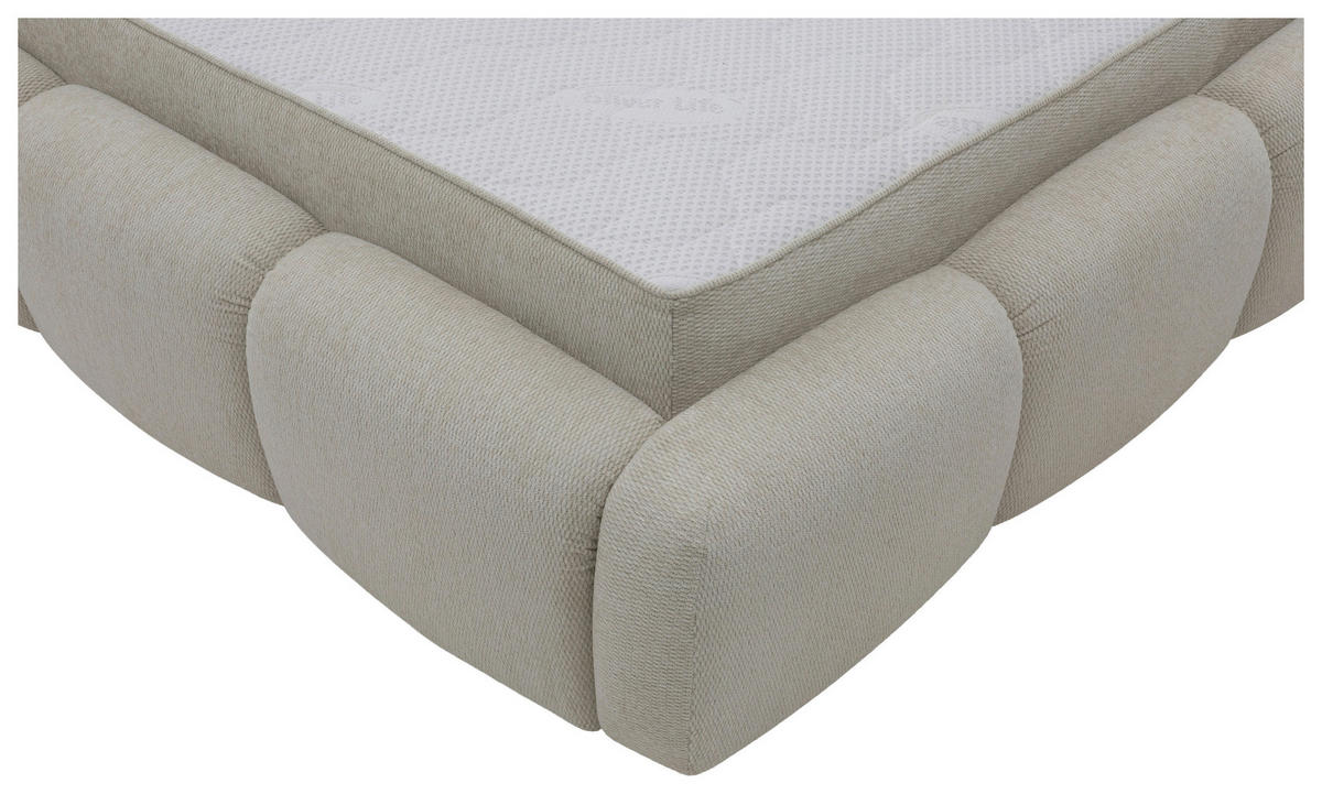 POLSTERBETT 180/200 cm,  in Creme, gepolstertes Kopfteil, Lattenrost, Bettkasten,  - Creme/Schwarz, Design, Holz/Kunststoff (180/200cm) - Chameo