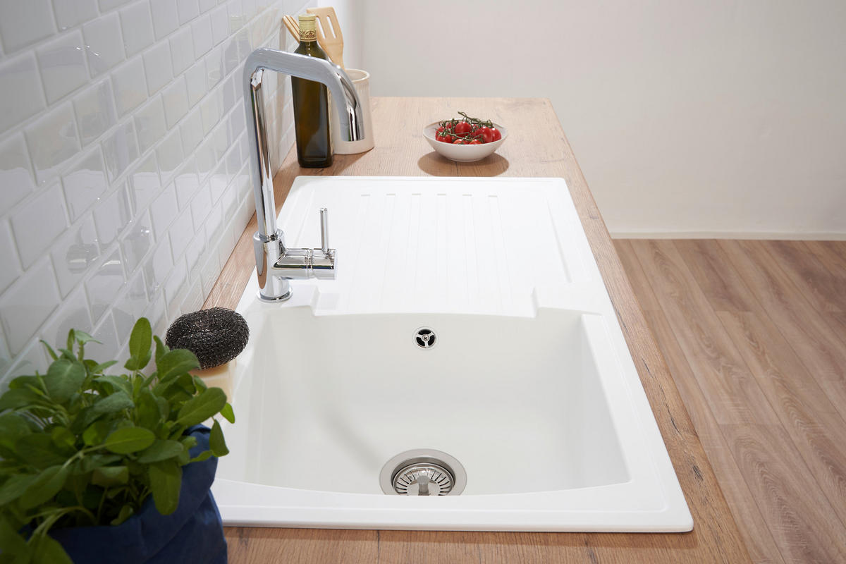 SPÜLE 1712BOSTON86X50W  - Weiß, Trend, Glas/Kunststoff (86/20/50cm) - Respekta