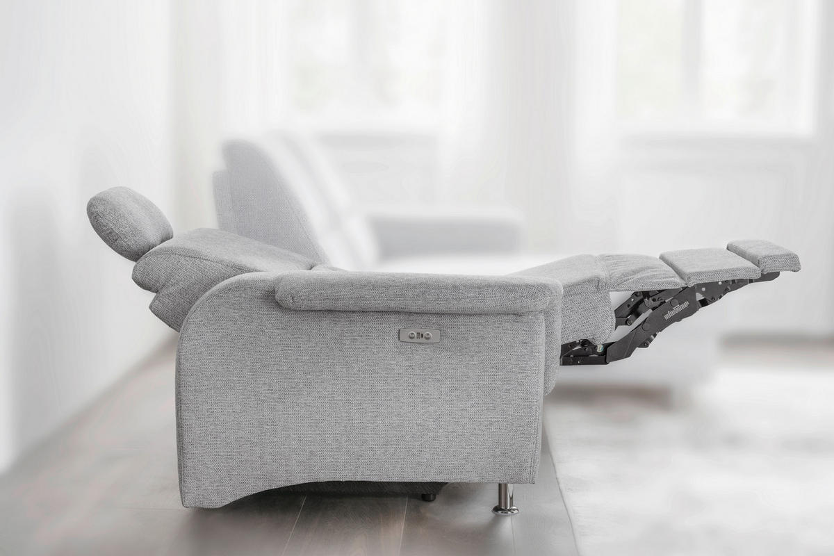 ECKSOFA in Chenille Silberfarben  - Chromfarben/Silberfarben, Konventionell, Textil/Metall (292/165cm) - Livetastic