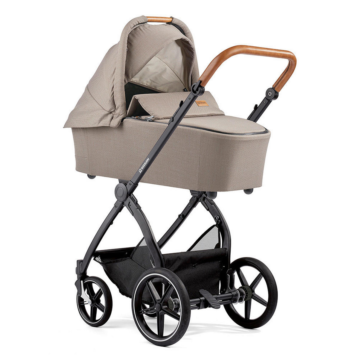 KOMBIKINDERWAGEN  FX4 Swing Set  Taupe-Cognac-Herzchen gold  - Taupe/Goldfarben, Basics, Textil (100/55/130cm) - Gesslein