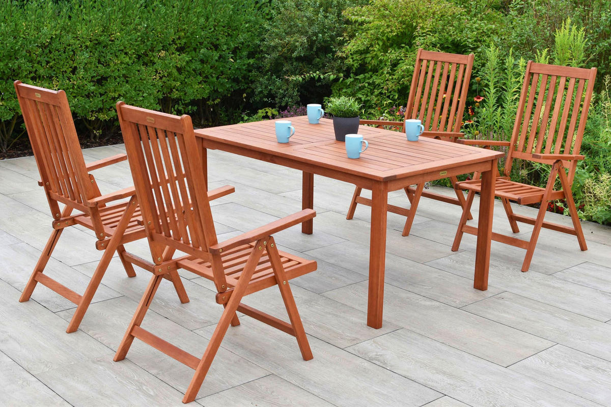 GARTENTISCHGRUPPE  - Eukalyptusholzfarben, KONVENTIONELL, Holz - Gardenson