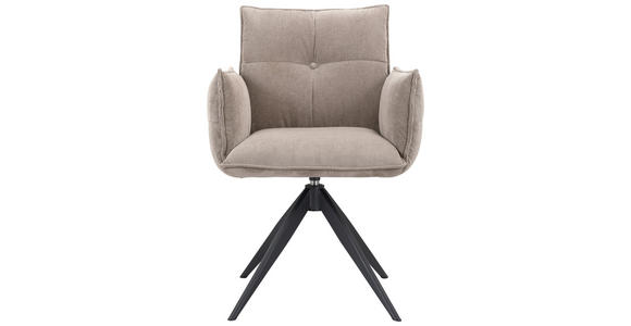 ARMLEHNSTUHL in Eisen Cord - Taupe/Schwarz, Design, Textil/Metall (63,5/85/63,5cm) - Novel