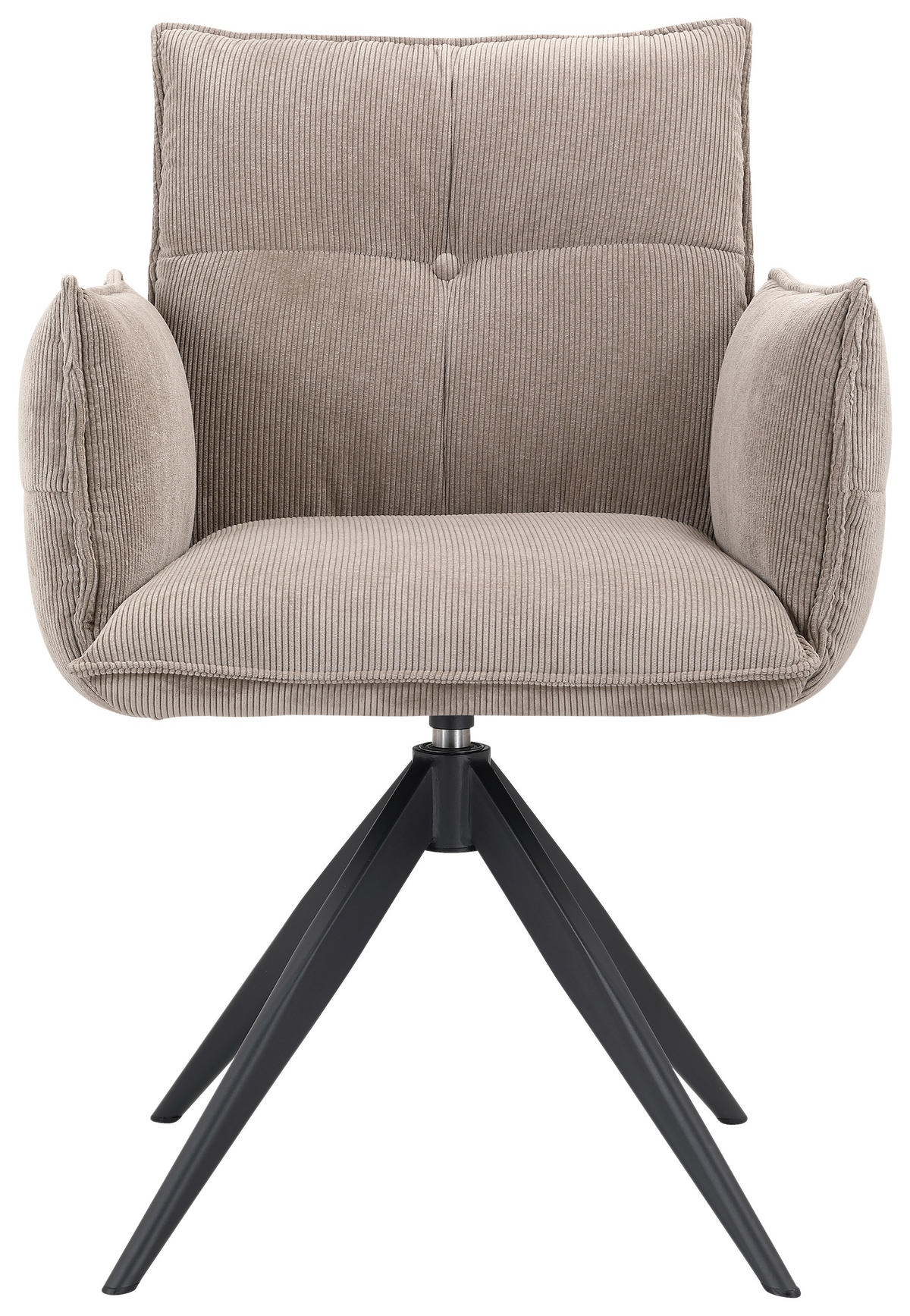 ARMLEHNSTUHL  in Eisen Cord  - Taupe/Schwarz, Design, Textil/Metall (63,5/85/63,5cm) - Novel
