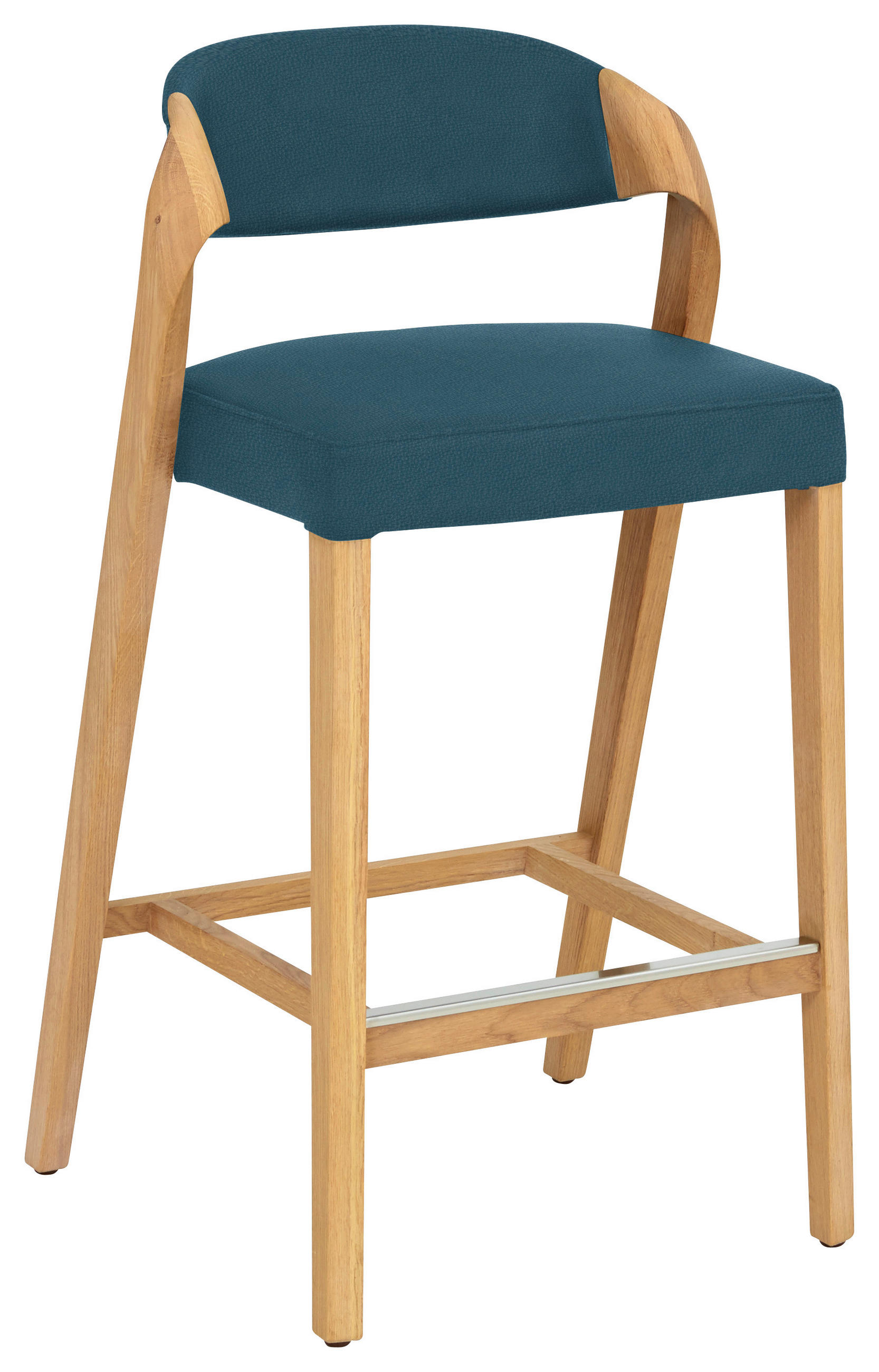 TRESENSTUHL in Blau, Wildeiche  - Blau/Wildeiche, Natur, Leder/Holz (51/93/49cm) - Voglauer