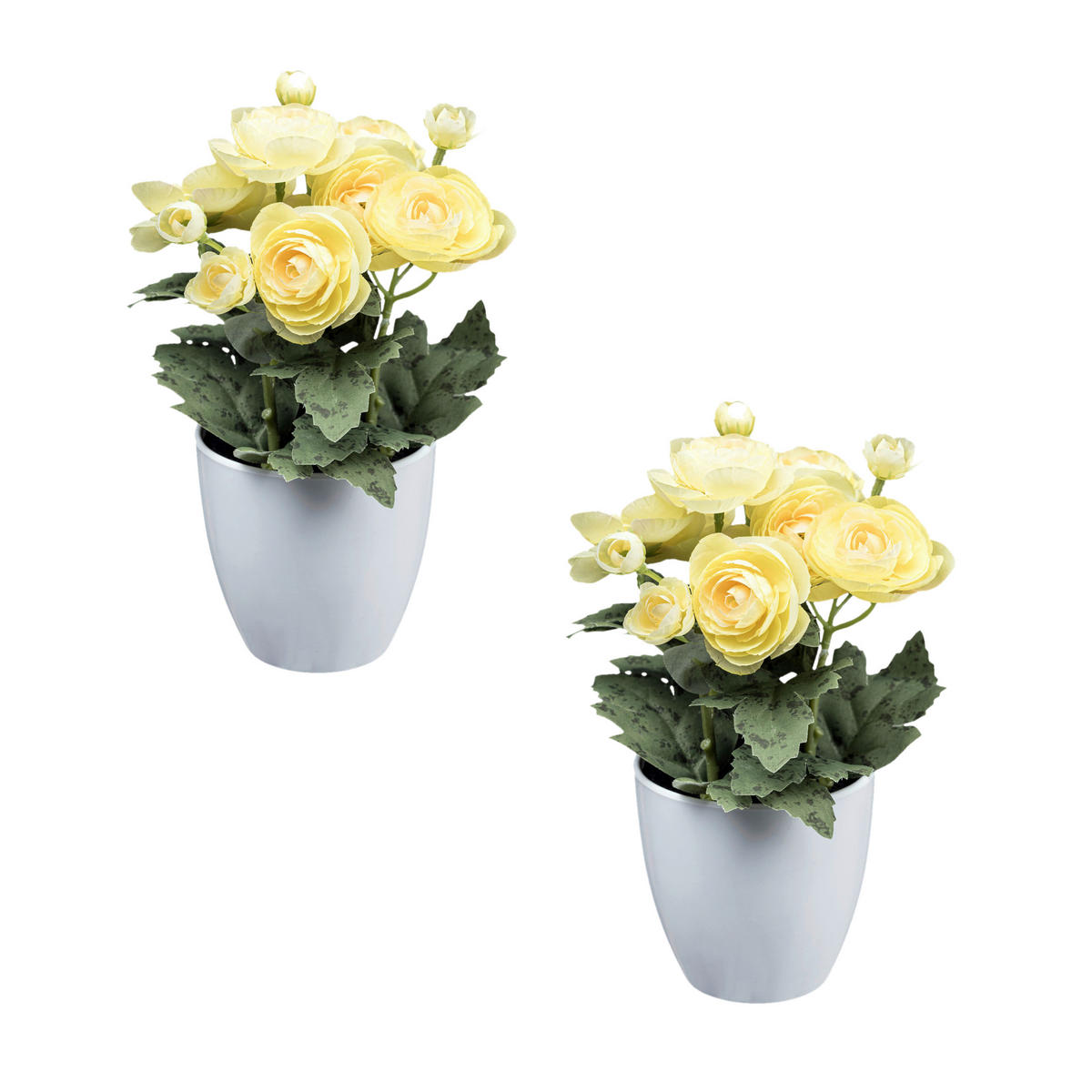 KUNSTPFLANZE Ranunkel 20 cm  - Hellgelb/Weiß, Design, Keramik/Kunststoff (20cm) - P & B