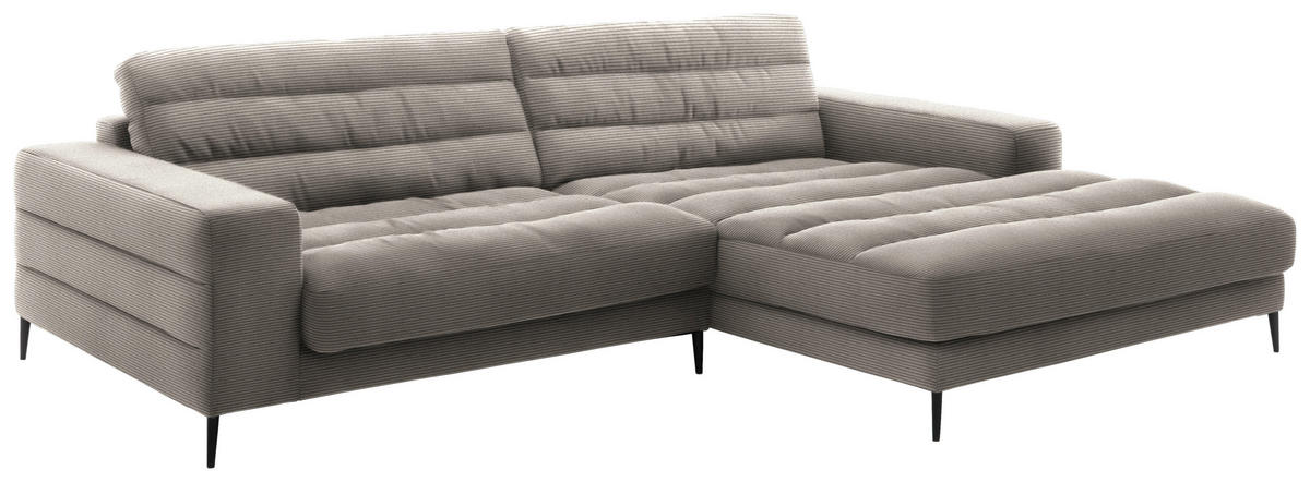 ECKSOFA in Cord Sandfarben  - Sandfarben/Schwarz, Design, Textil/Metall (296/207cm) - Dieter Knoll