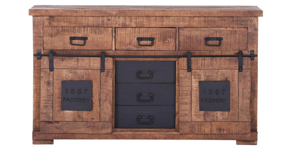 SIDEBOARD  in 145/85/45 cm  - Schwarz/Naturfarben, ROMANTIK / LANDHAUS, Holz/Metall (145/85/45cm) - Landscape