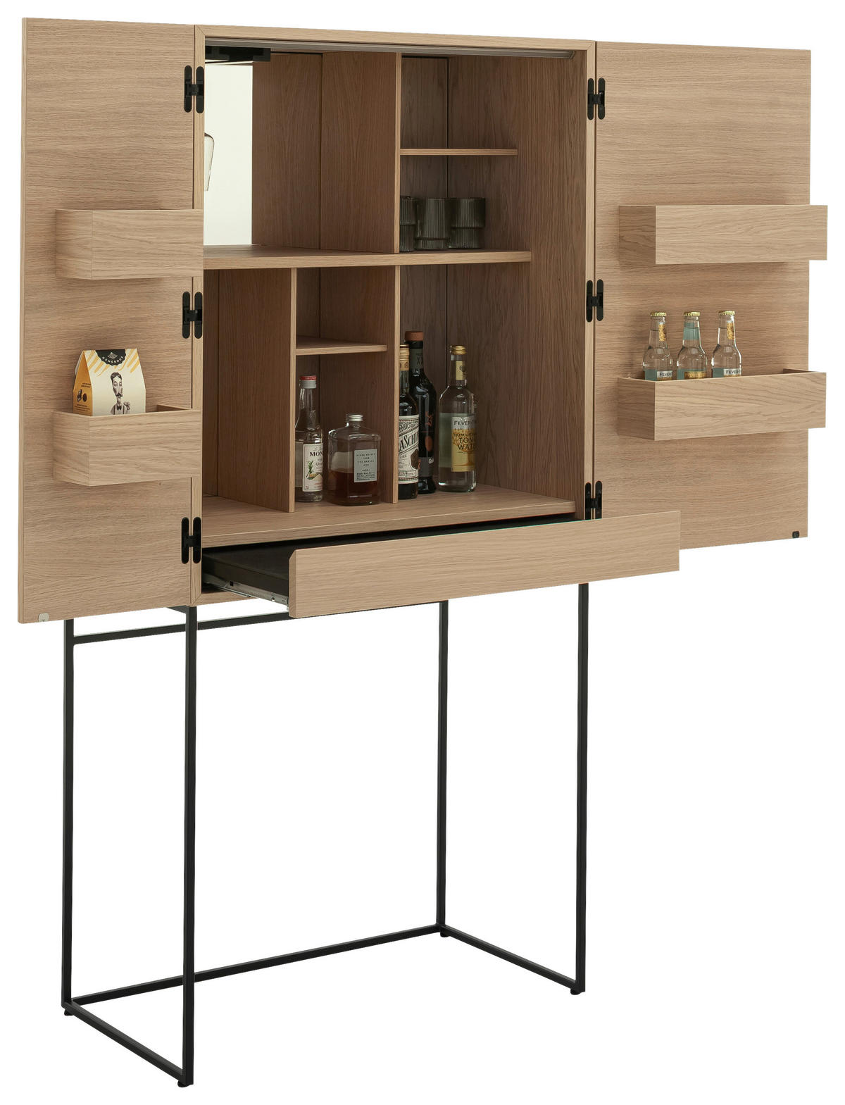 BARSCHRANK Eichefarben  80/165/45 cm  - Eichefarben/Schwarz, Design, Holz/Holzwerkstoff (80/165/45cm) - Schöner Wohnen