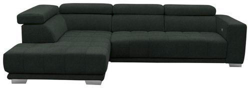 ECKSOFA in Chenille Schwarz  - Chromfarben/Schwarz, Design, Textil (207/301cm) - Xora