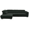 ECKSOFA in Chenille Schwarz  - Chromfarben/Schwarz, Design, Textil (207/301cm) - Xora