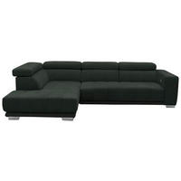ECKSOFA in Chenille Schwarz  - Chromfarben/Schwarz, Design, Textil (207/301cm) - Xora
