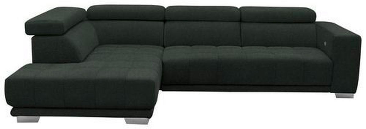 ECKSOFA in Chenille Schwarz  - Chromfarben/Schwarz, Design, Textil (207/301cm) - Xora
