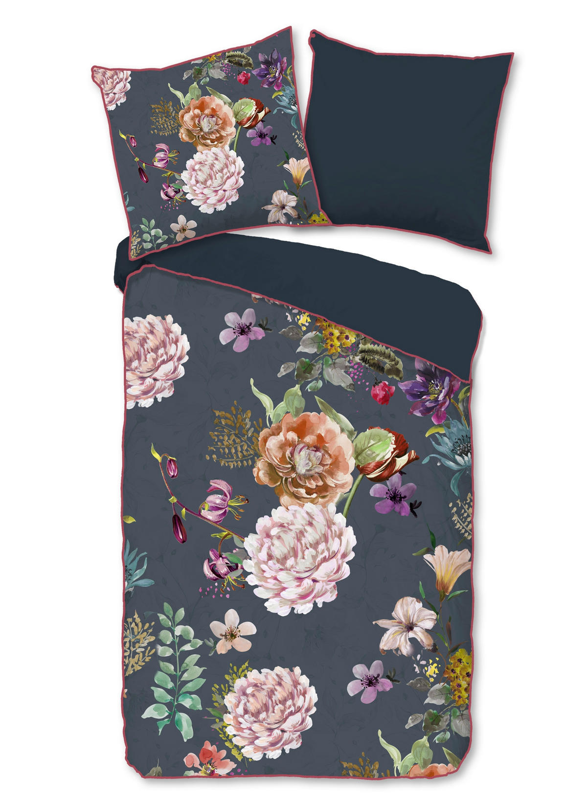 WENDEBETTWÄSCHE Parma Satin 135/200 cm  - Anthrazit/Grau, Design, Textil (135/200cm)