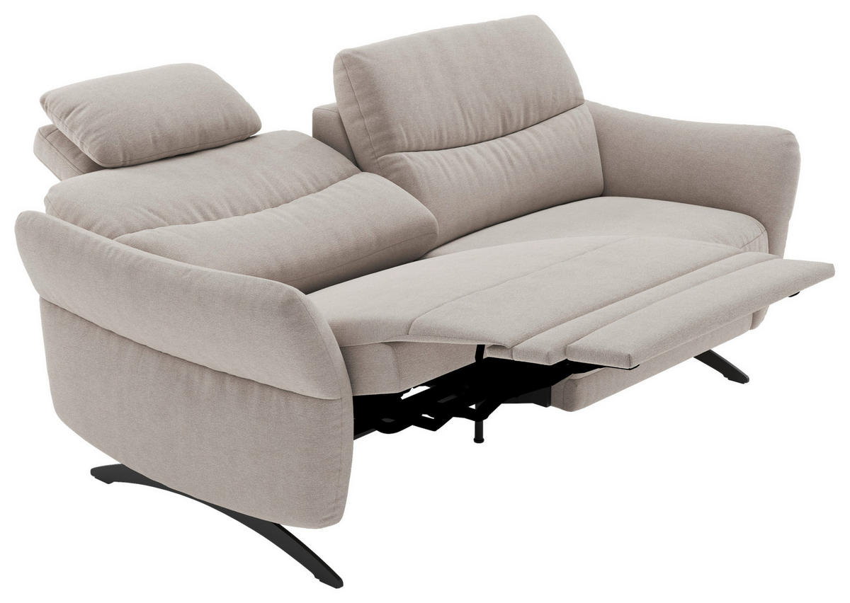 3-SITZER-SOFA  in Flachgewebe Sandfarben  - Sandfarben/Schwarz, KONVENTIONELL, Textil/Metall (196/91/92cm) - Pure Home Comfort
