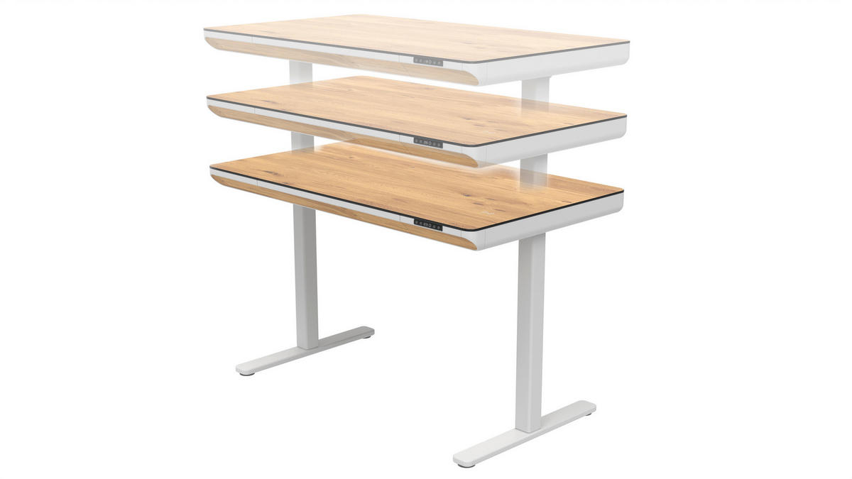 SKRIVBORD 120/70/73-118 cm vit, ek Artisan justerbar höjd elektrisk höjdjustering  - vit/ek Artisan, Klassisk, metall/trämaterial (120/70/73-118cm) - Xora