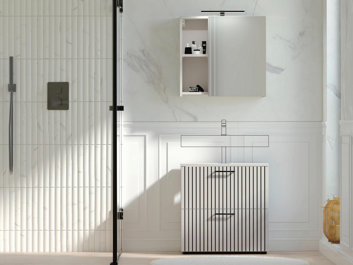 BADEZIMMER  in 60 cm  - Kaschmir/Schwarz, Trend, Glas/Holzwerkstoff (60cm) - Respekta
