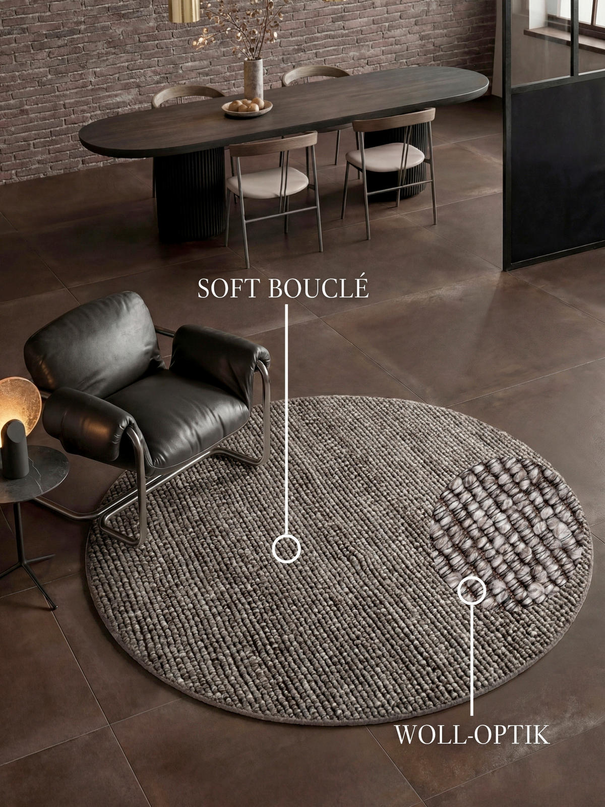 HANDWEBTEPPICH Wohnzimmer 160 cm Kollektion 1852 Wilma Multicolor, Dunkelgrau rund  - Dunkelgrau/Multicolor, Basics, Textil (160cm) - Villeroy & Boch