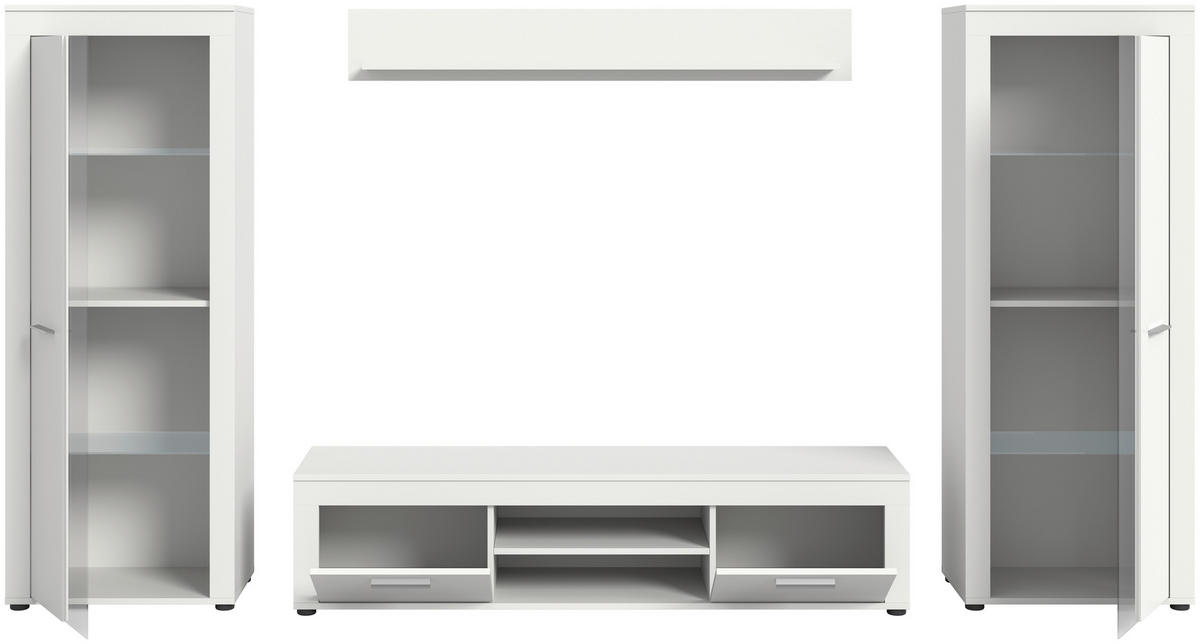 OBÝVACÍ STĚNA, bílá - bílá/barvy stříbra, Design, kompozitní dřevo/plast (310/159/35cm) - MID.YOU