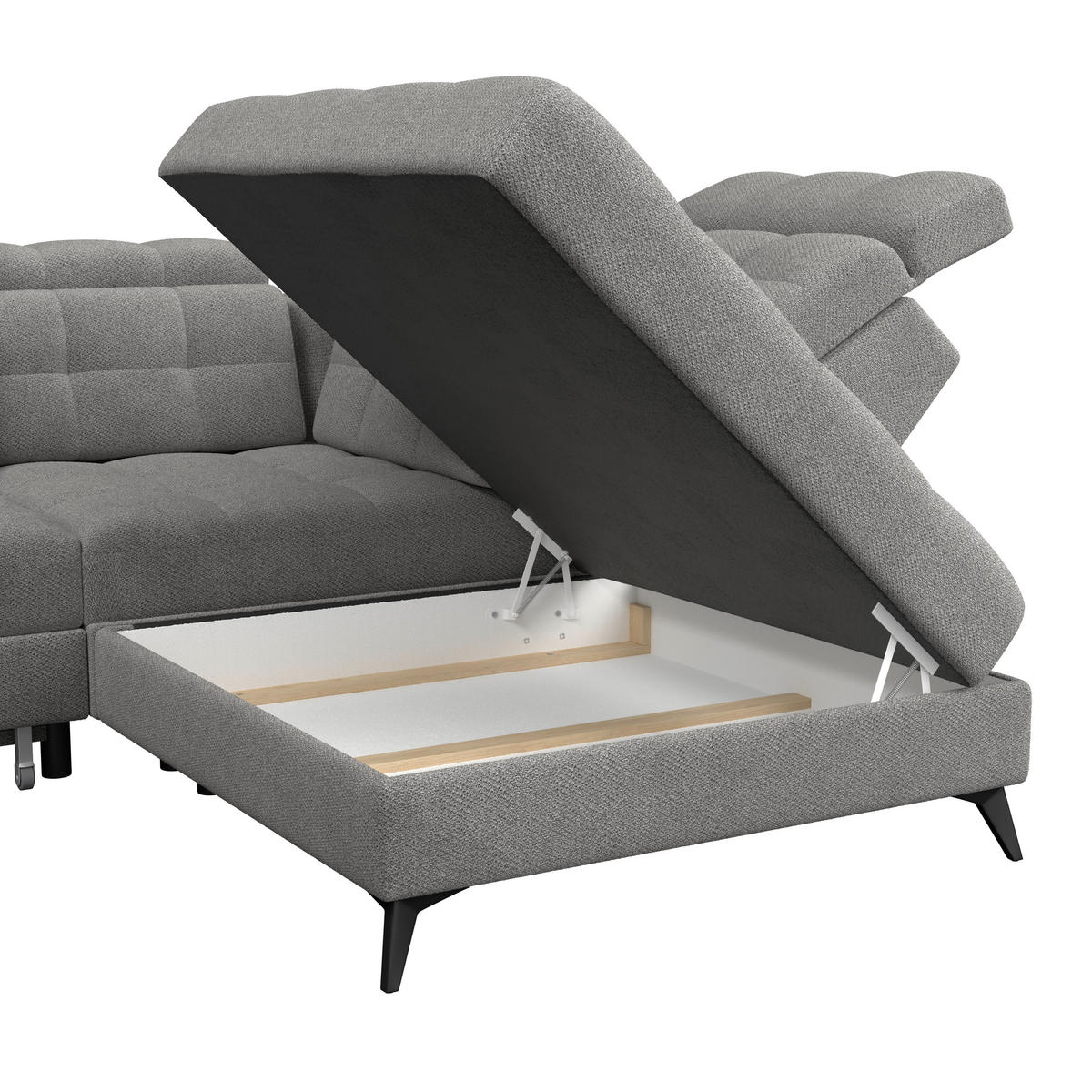 HÖRNSOFFA i velour mörkgrå  - mörkgrå/svart, Romantik / Lanthus, metall/textil (289/228cm) - MID.YOU