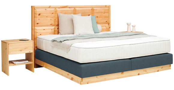 BOXSPRINGBETT 160/200 cm  in Zirbelkieferfarben, Blaugrau  - Zirbelkieferfarben/Blaugrau, Natur, Holz/Textil (160/200cm) - Valnatura