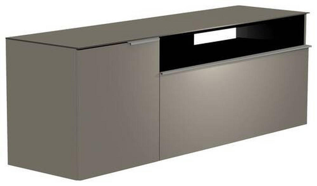 LOWBOARD  in 160/65/45 cm  - Alufarben/Grau, Design, Glas/Holzwerkstoff (160/65/45cm) - Moderano