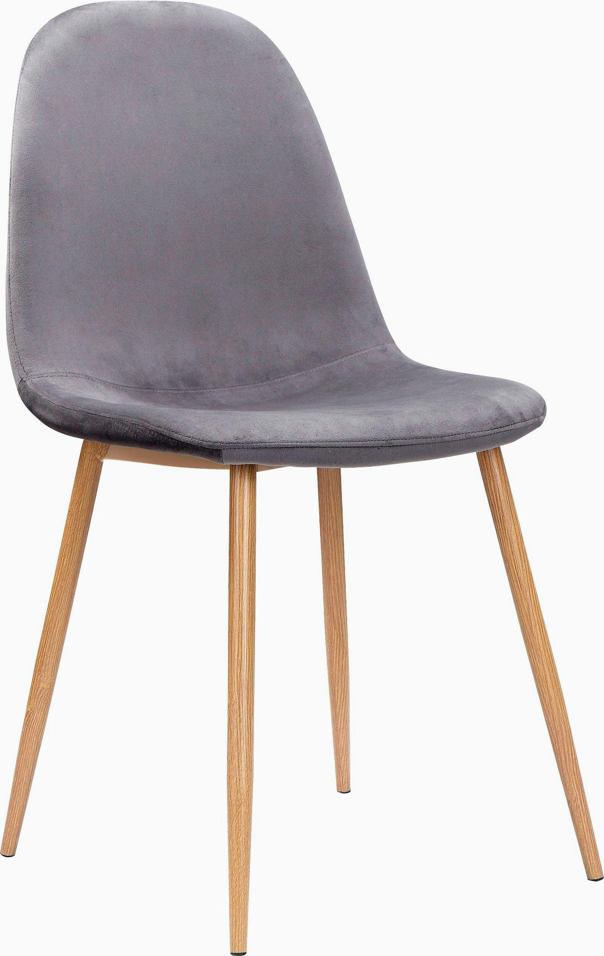 STUHL-SET Velours Anthrazit, Eichefarben  - Eichefarben/Anthrazit, Design, Textil/Metall (44/87/51cm) - MID.YOU