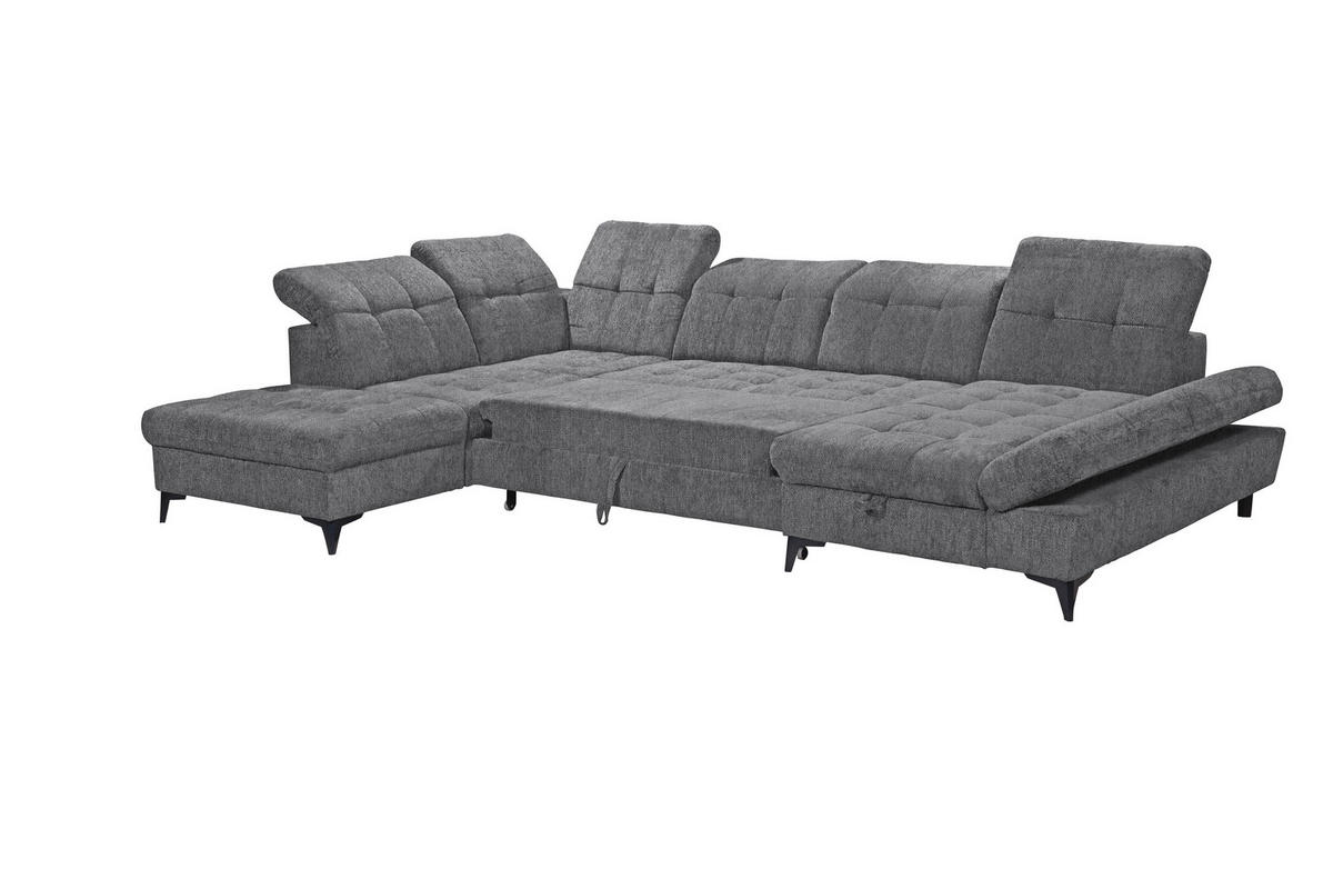 WOHNLANDSCHAFT Mikrovelours Anthrazit  - Anthrazit/Schwarz, Modern, Kunststoff/Textil (245/348/168cm) - MID.YOU