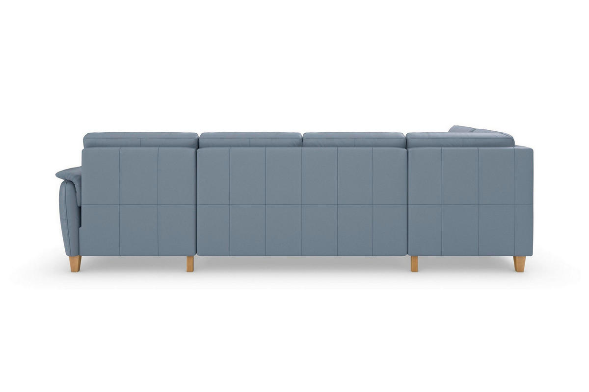 WOHNLANDSCHAFT PALMERA E in Echtleder Graublau  - Graublau/Eichefarben, Basics, Leder/Holz (212/308/163cm) - Sit & More