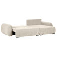 ECKSOFA Beige Flachgewebe Zierkissen, Rückenkissen, Bettkasten, Schlaffunktion, Rücken echt, Liegefläche im Originalstoff  - Beige/Schwarz, KONVENTIONELL, Kunststoff/Textil (145/285cm) - Carryhome