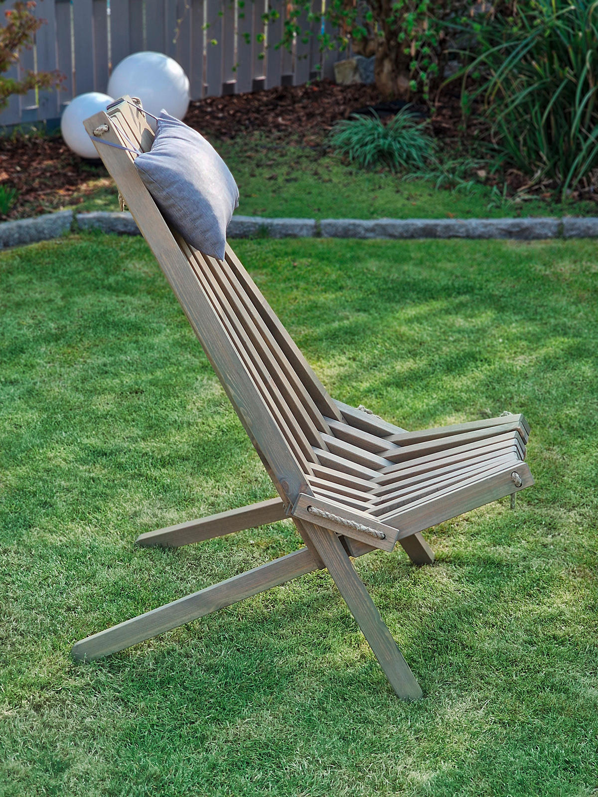 ZAHRADNÍ RELAXAČNÍ ŽIDLE, dřevo, textil - šedá, Moderní, dřevo/textil (69/104/93cm) - Gardenson